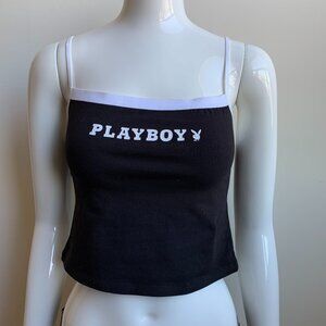 Playboy Lingerie black & white logo printed camisole cami tank top
